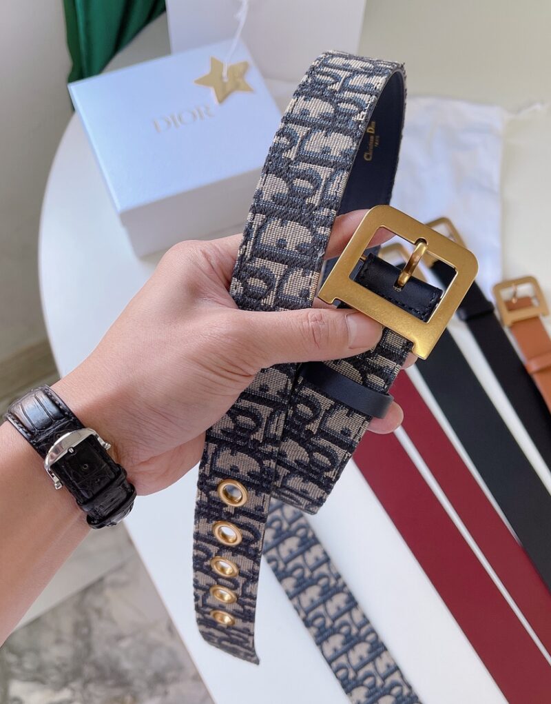 Christian Dior Oblique Belt Blue For Women