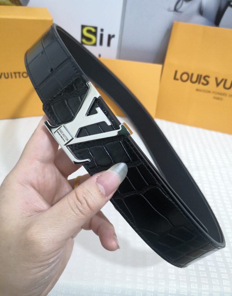 Louis Vuitton Silver Buckle LV Initiales Reversible Belt Black For Women