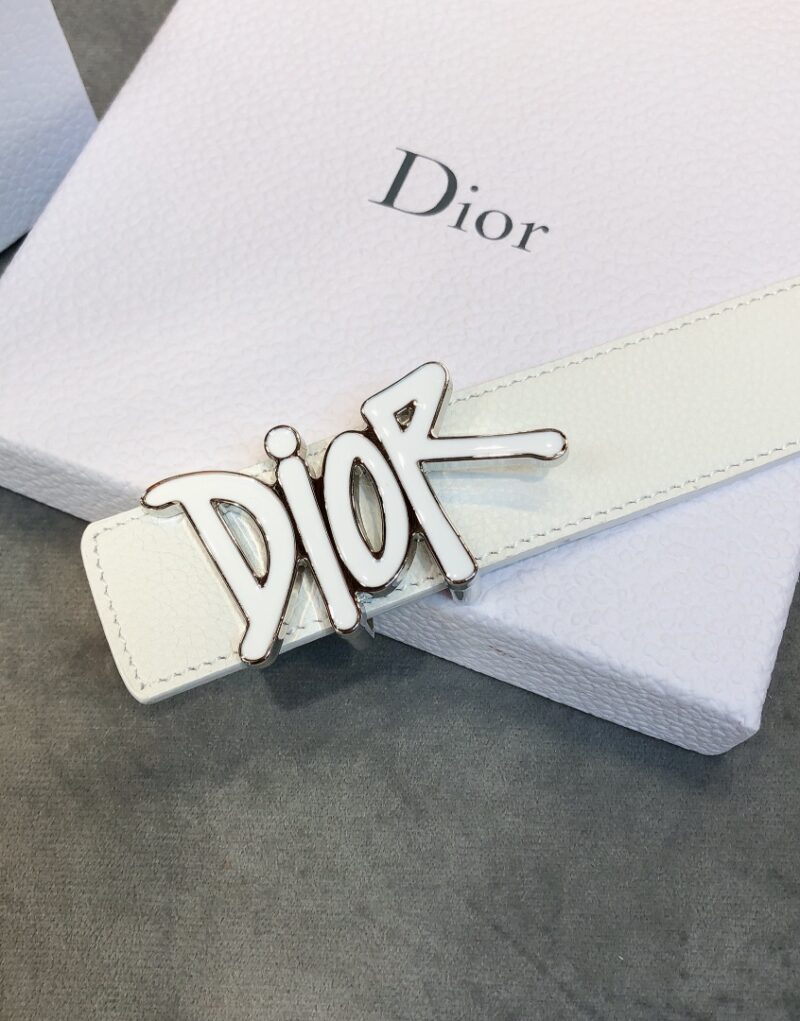 Christian Dior D-Fence Buckle Belt White For Women
