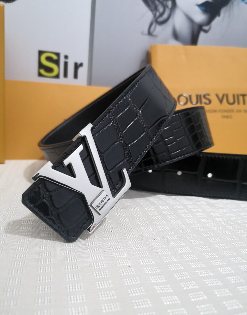 Louis Vuitton Silver Buckle LV Initiales Reversible Belt Black For Women