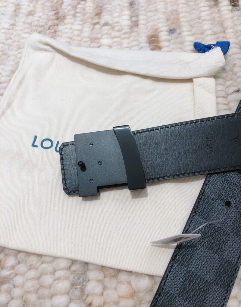 Louis Vuitton LV Initiales Damier Azur Canvas Belt Black For Women