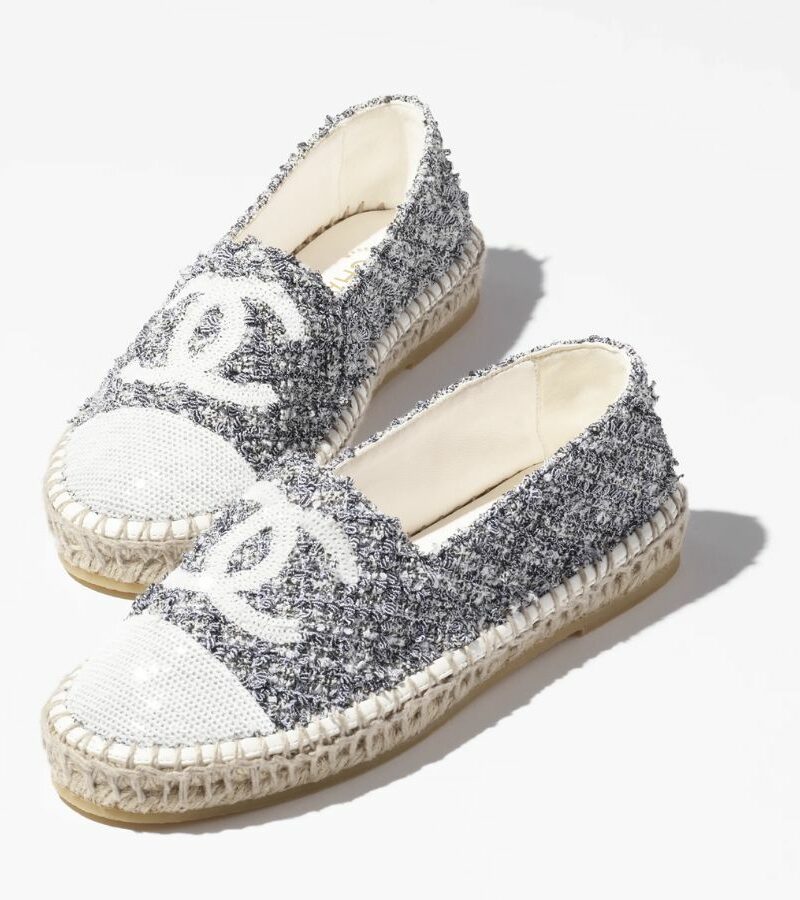 Chanel Espadrilles White And Black For Women- G45602 B16103 NW250
