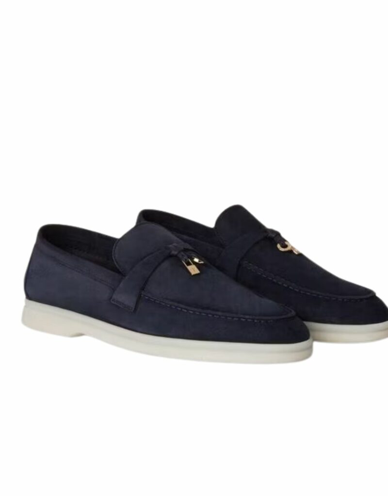 Loro Piana Summer Charms Walk Loafers Argo Blue Melange For Women - FAE5444 W948