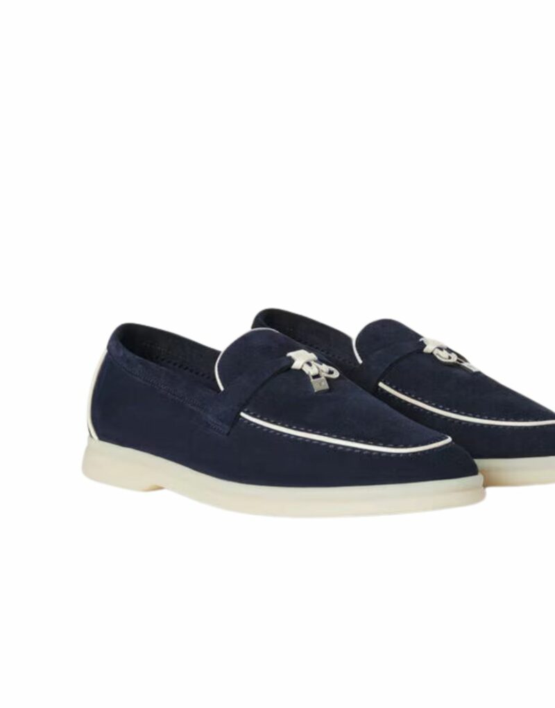 Loro Piana Summer Charms Walk Loafers Navy Blue For Women - FAL5899 W000