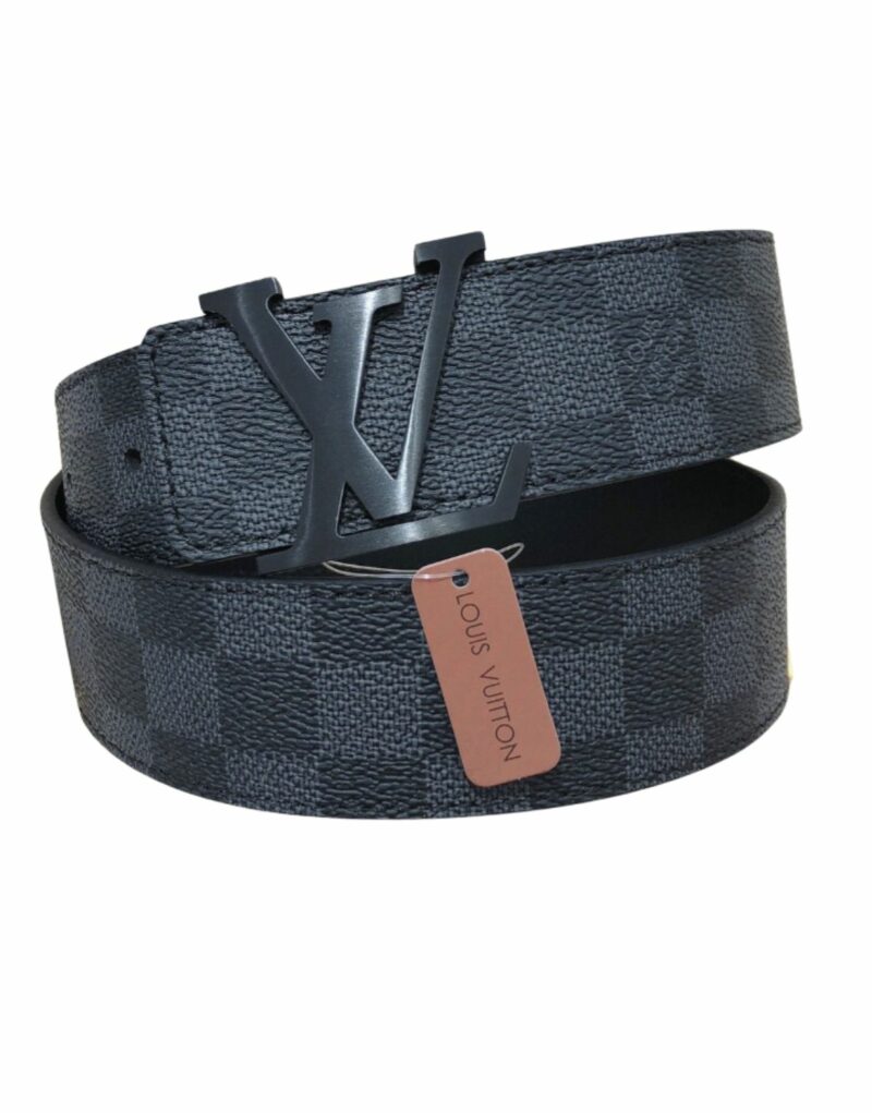 Louis Vuitton LV Initiales Damier Azur Canvas Belt Black For Women