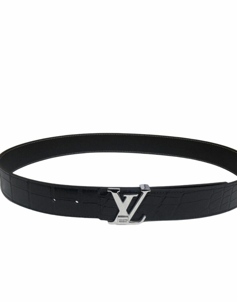 Louis Vuitton Silver Buckle LV Initiales Reversible Belt Black For Women