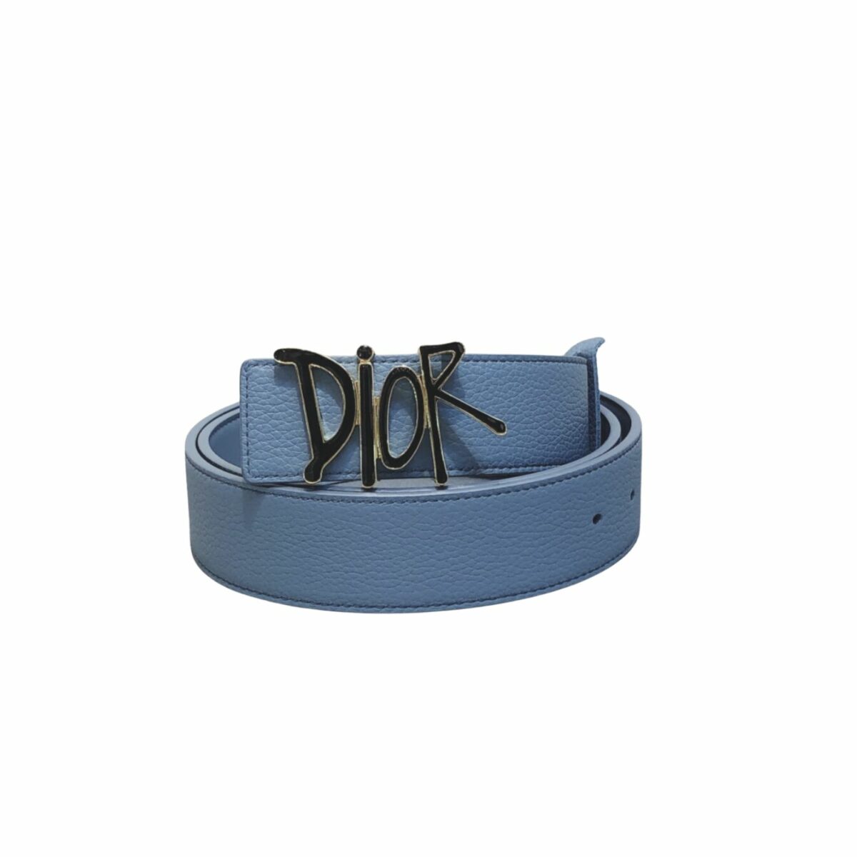 Christian Dior Black D-Fence Buckle Belt Blue For Women