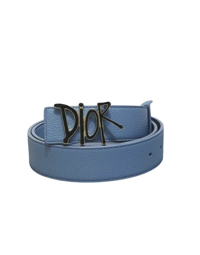 Christian Dior Black D-Fence Buckle Belt Blue For Women