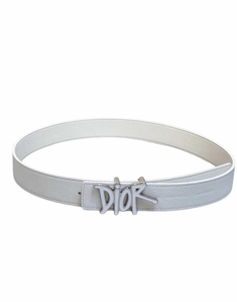 Christian Dior D-Fence Buckle Belt White For Women