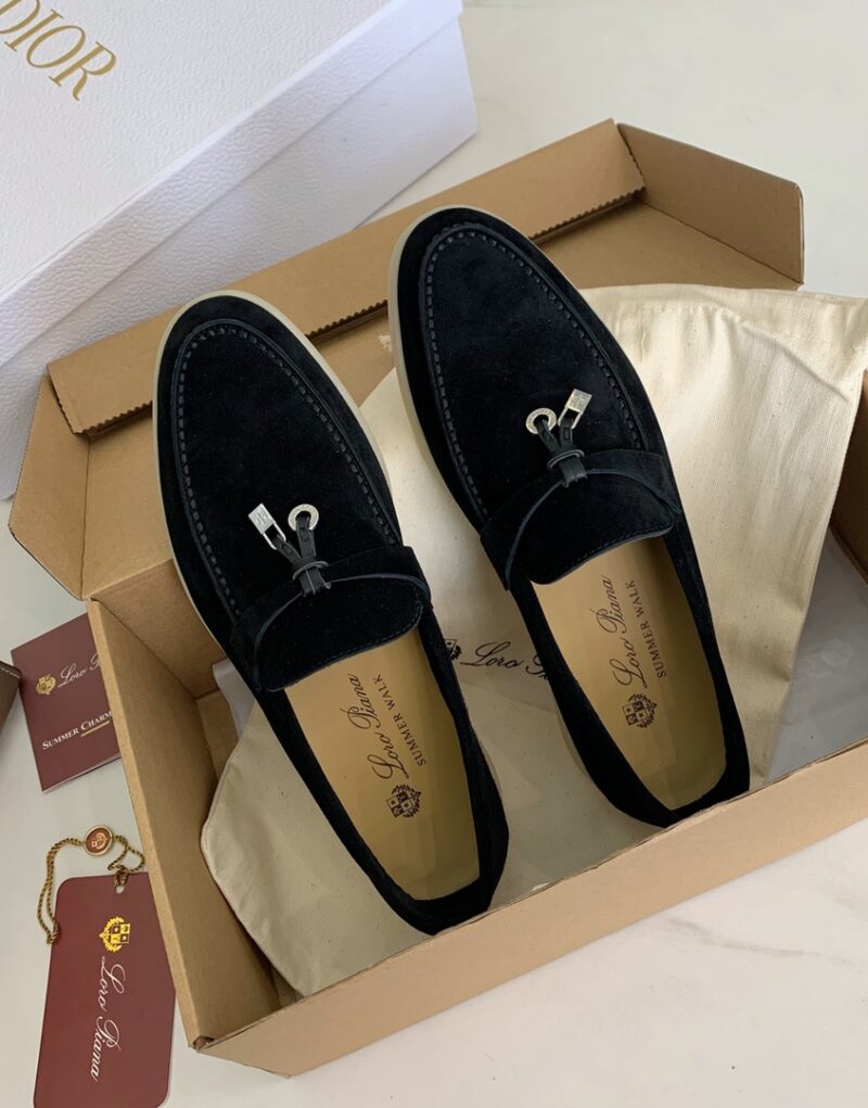 Loro Piana Summer Charms Walk Loafers Argo Blue Melange For Women - FAE5444 W948