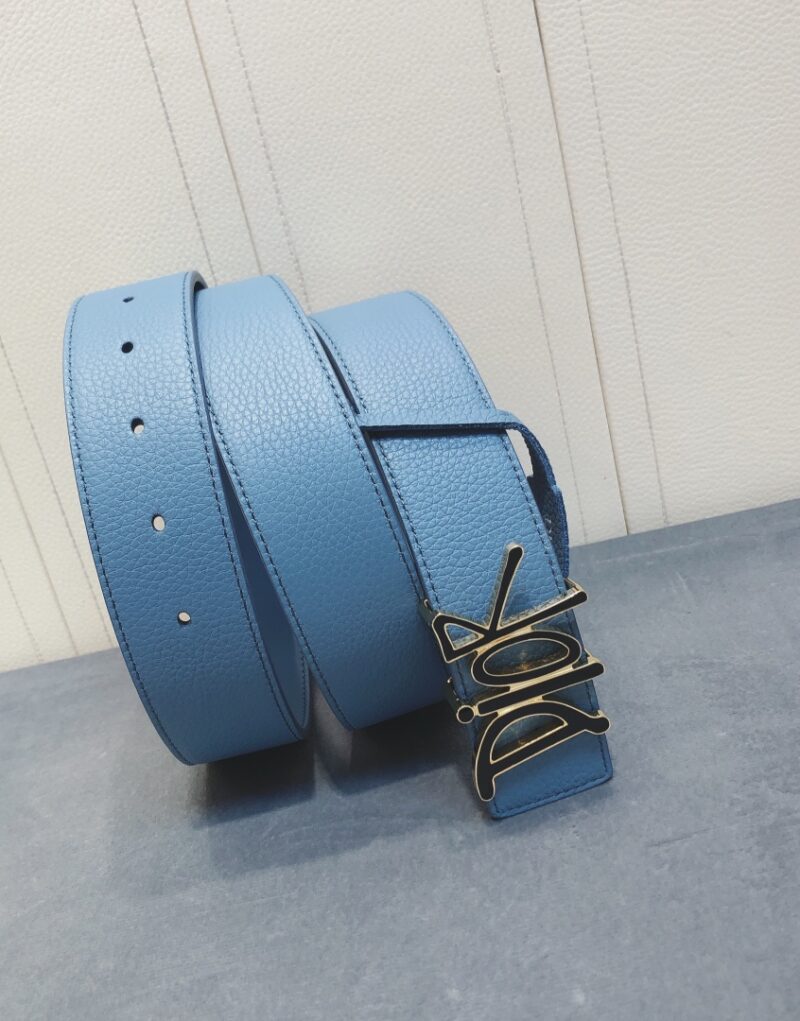 Christian Dior Black D-Fence Buckle Belt Blue For Women