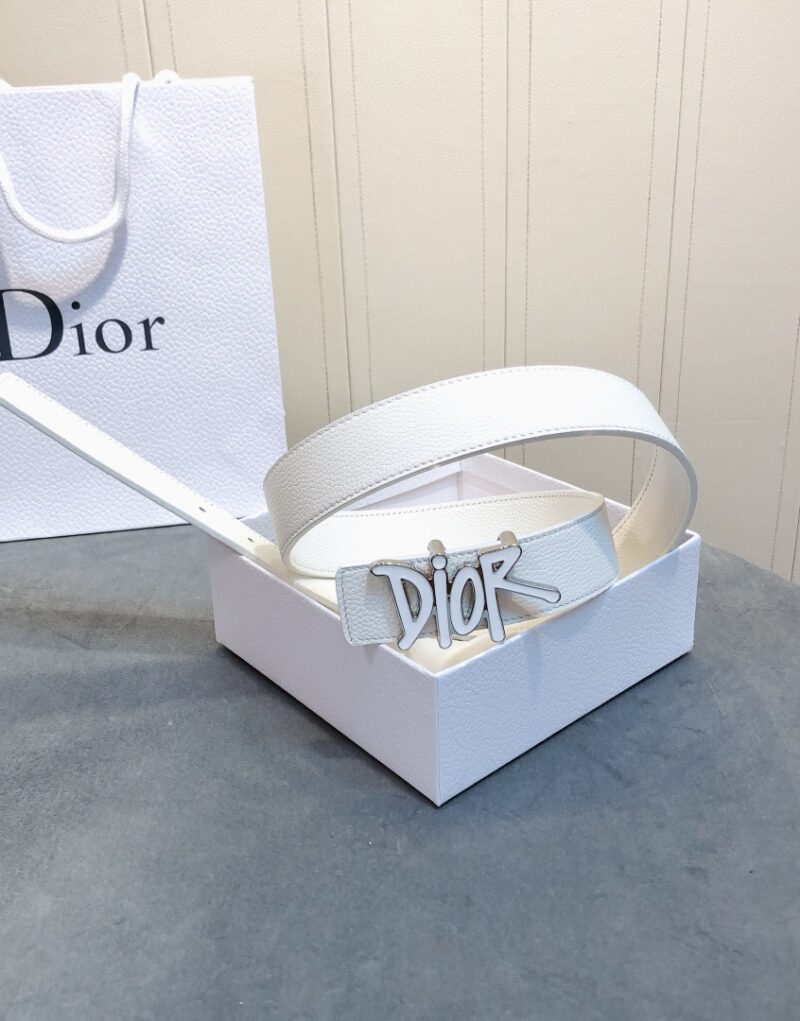 Christian Dior D-Fence Buckle Belt White For Women