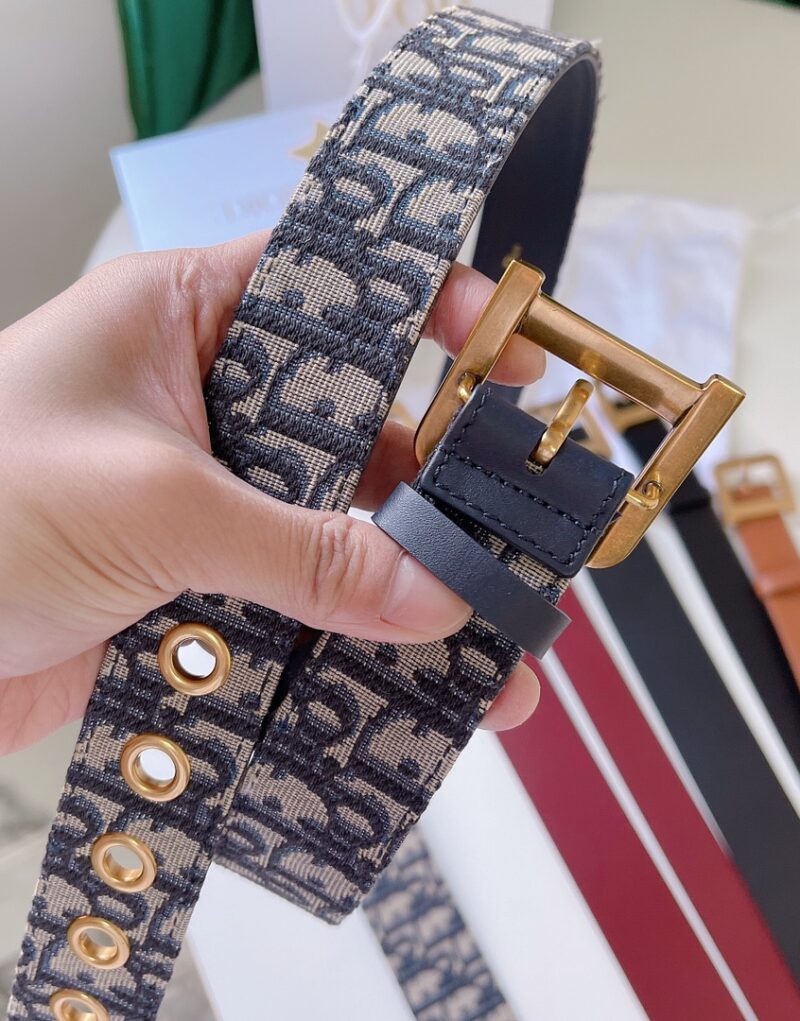 Christian Dior Oblique Belt Blue For Women