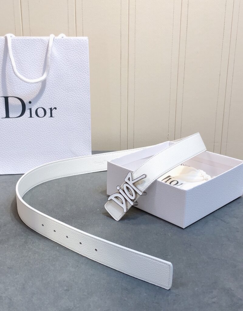 Christian Dior D-Fence Buckle Belt White For Women