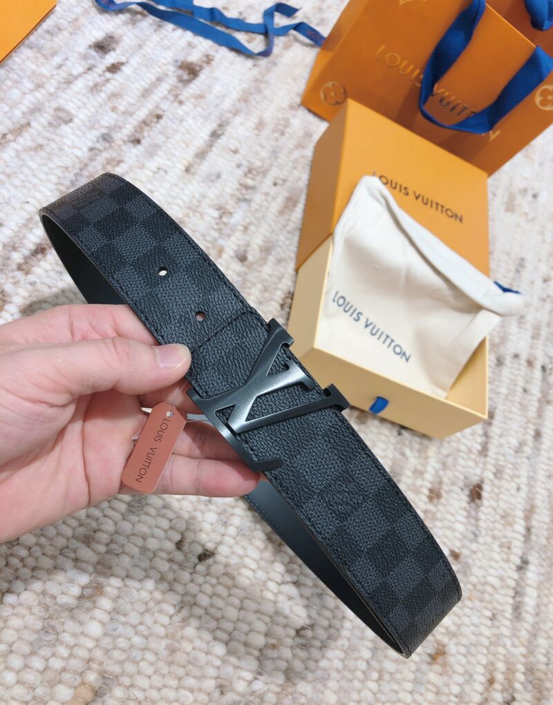 Louis Vuitton LV Initiales Damier Azur Canvas Belt Black For Women