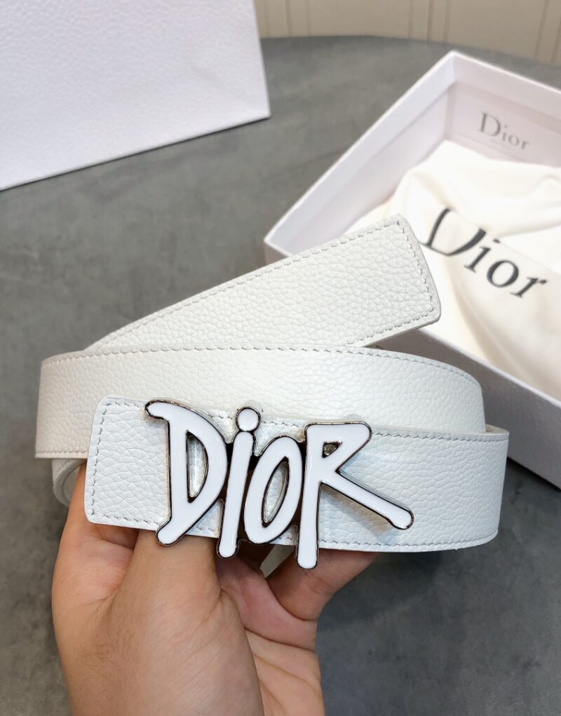 Christian Dior D-Fence Buckle Belt White For Women