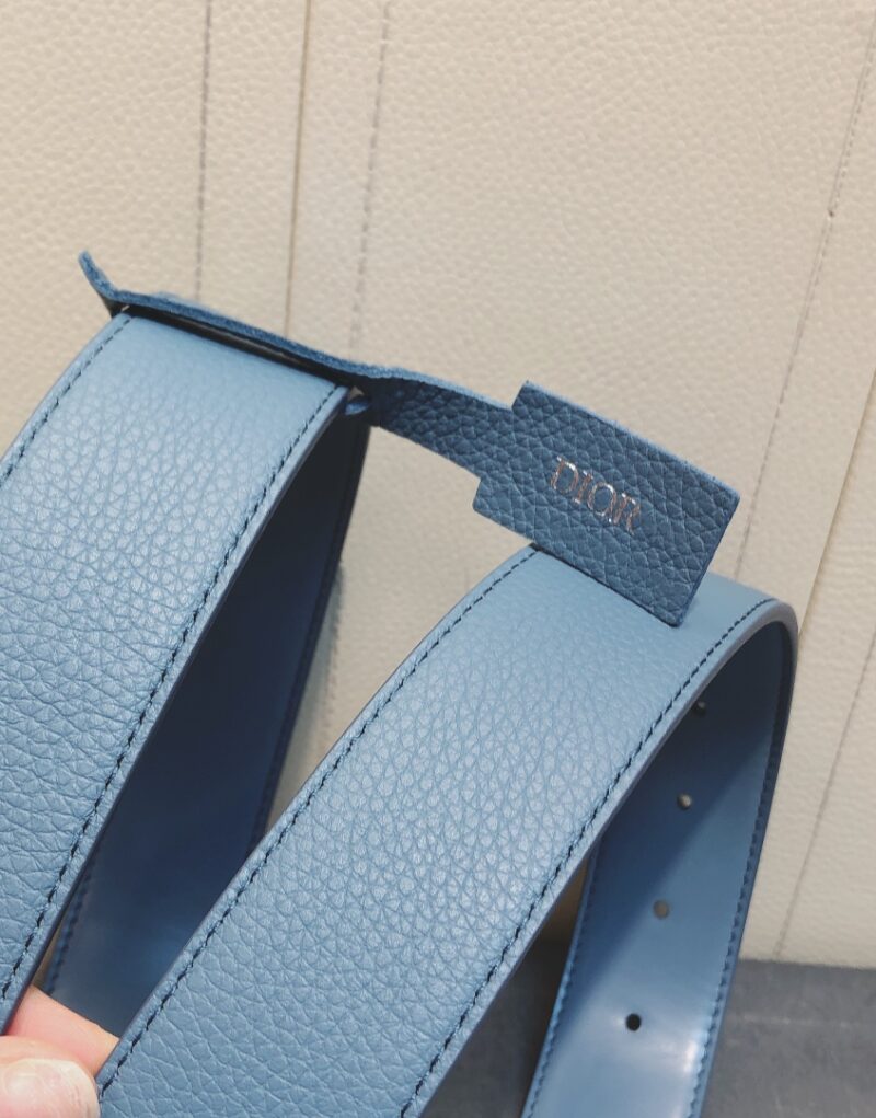 Christian Dior Gold Tone D-Fence Buckle Belt Blue For Women