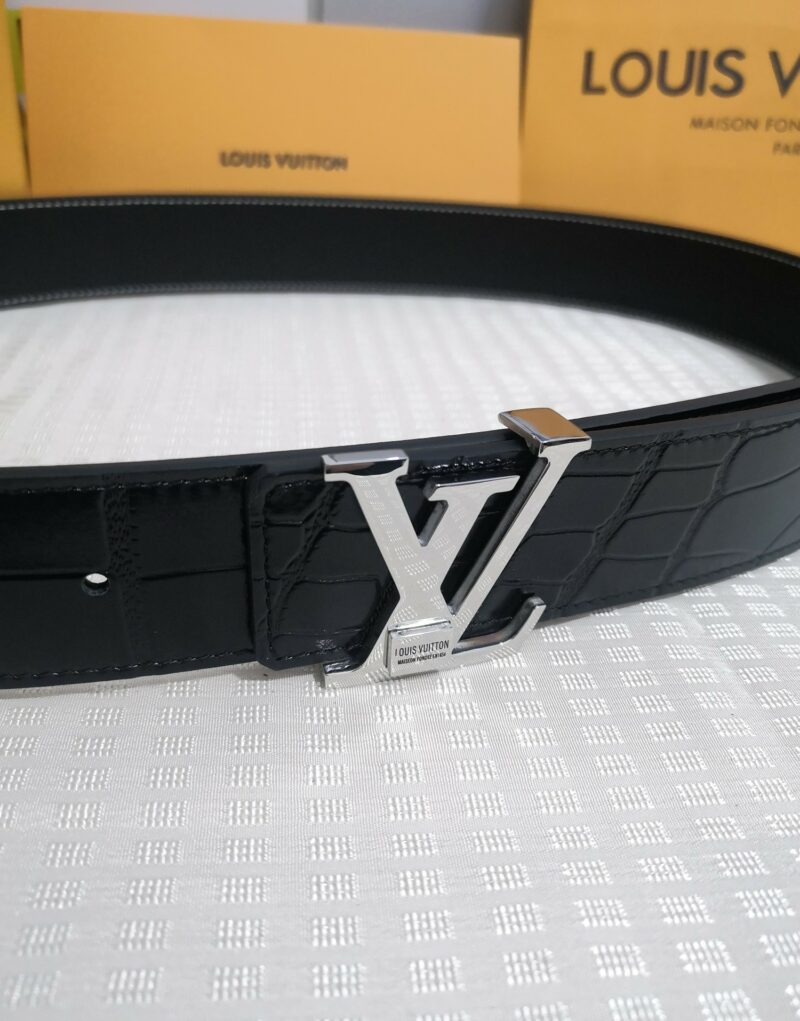 Louis Vuitton Silver Buckle LV Initiales Reversible Belt Black For Women