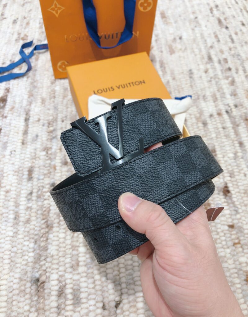 Louis Vuitton LV Initiales Damier Azur Canvas Belt Black For Women