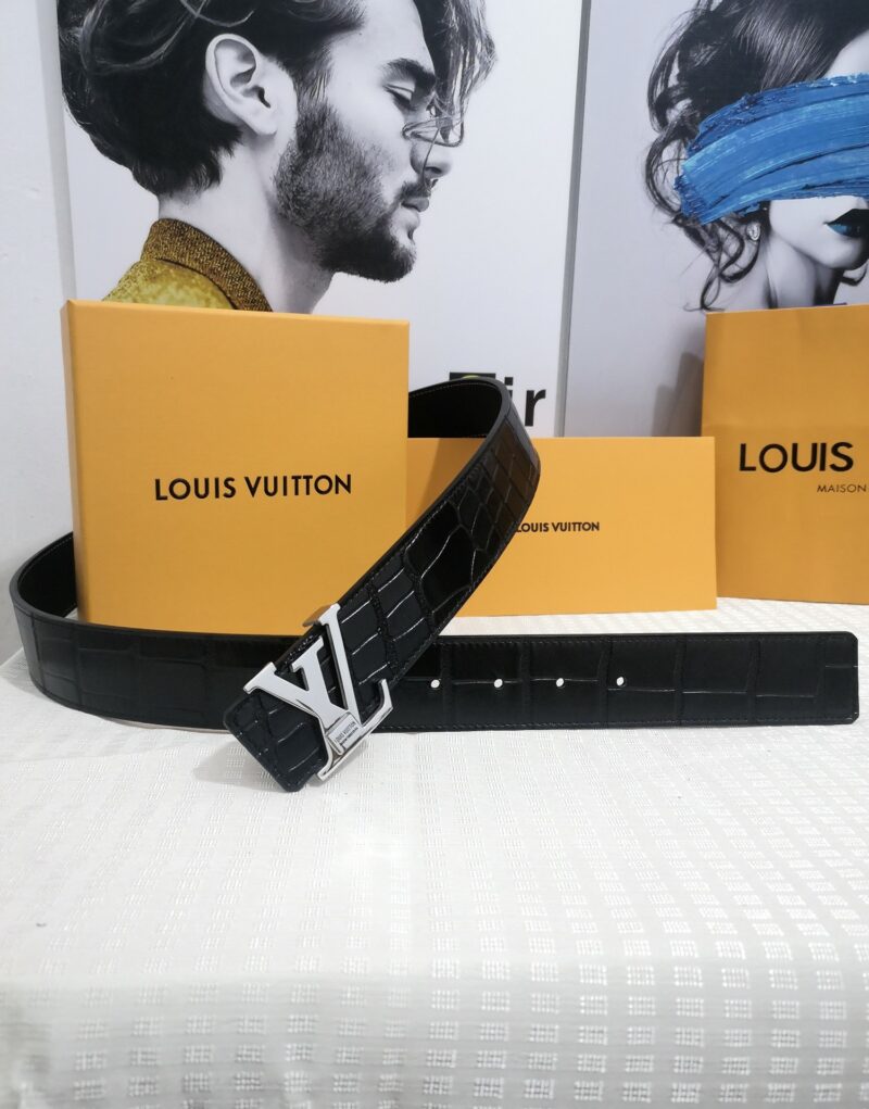 Louis Vuitton Silver Buckle LV Initiales Reversible Belt Black For Women