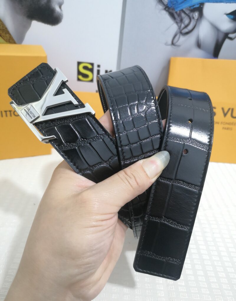 Louis Vuitton Silver Buckle LV Initiales Reversible Belt Black For Women