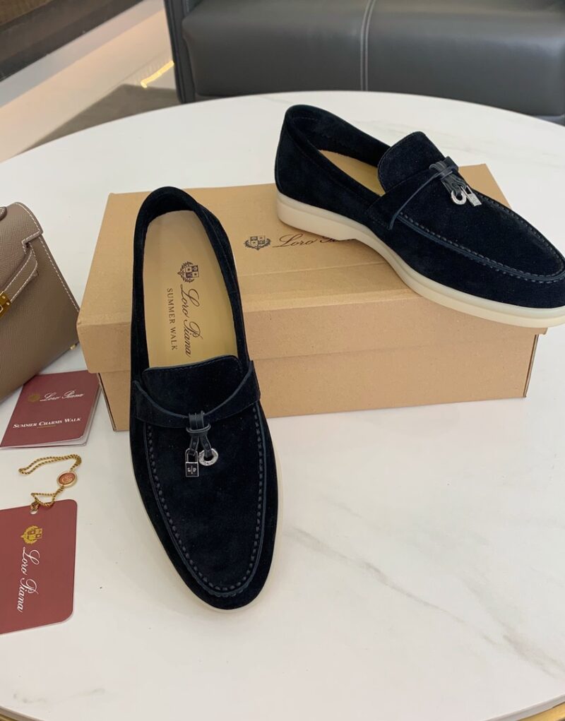 Loro Piana Summer Charms Walk Loafers Argo Blue Melange For Women - FAE5444 W948