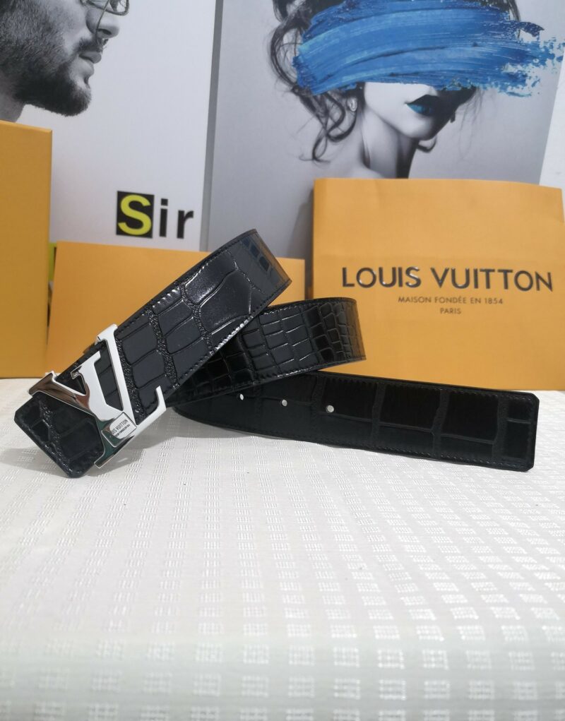 Louis Vuitton Silver Buckle LV Initiales Reversible Belt Black For Women