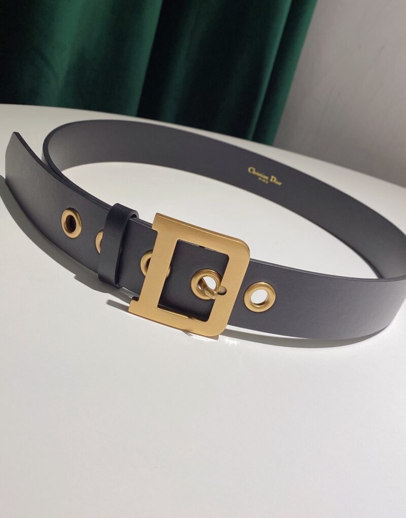 Christian Dior D-Shaped Lock Belt BlackFor Women