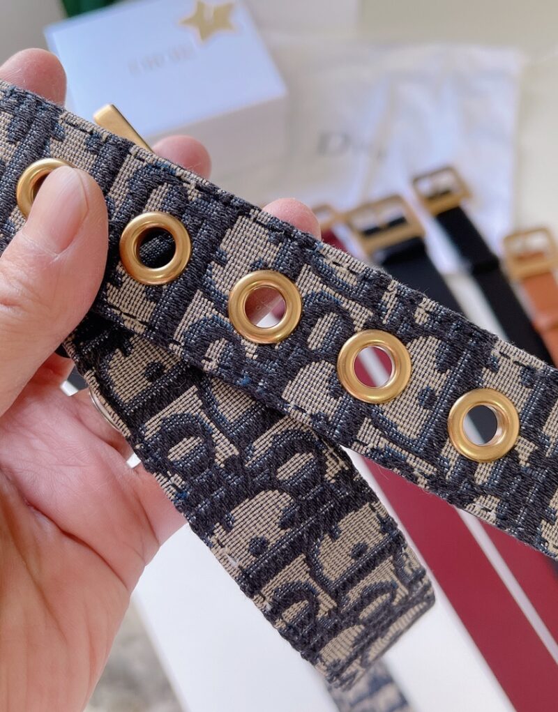 Christian Dior Oblique Belt Blue For Women