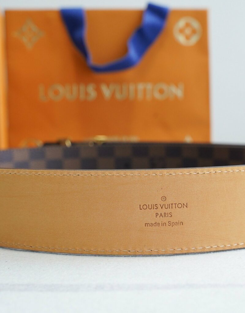 Louis Vuitton Damier Gold Tone Buckle Belt Brown For Women