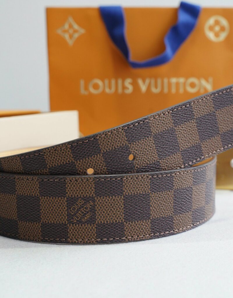 Louis Vuitton Damier Gold Tone Buckle Belt Brown For Women