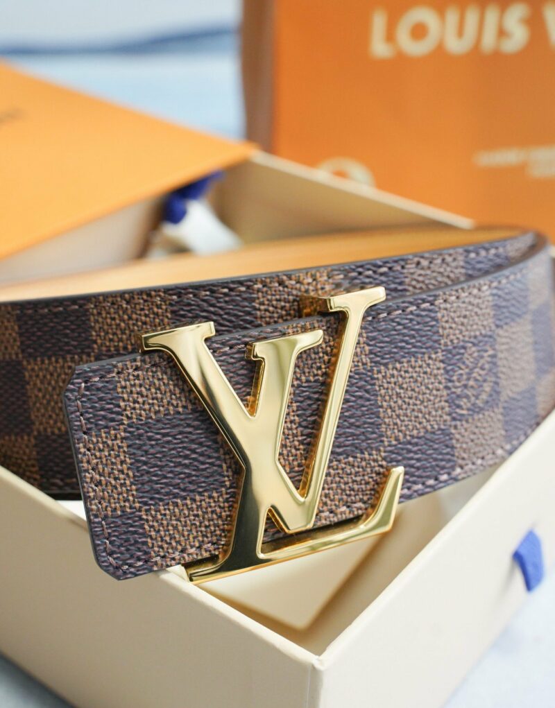 Louis Vuitton Damier Gold Tone Buckle Belt Brown For Women