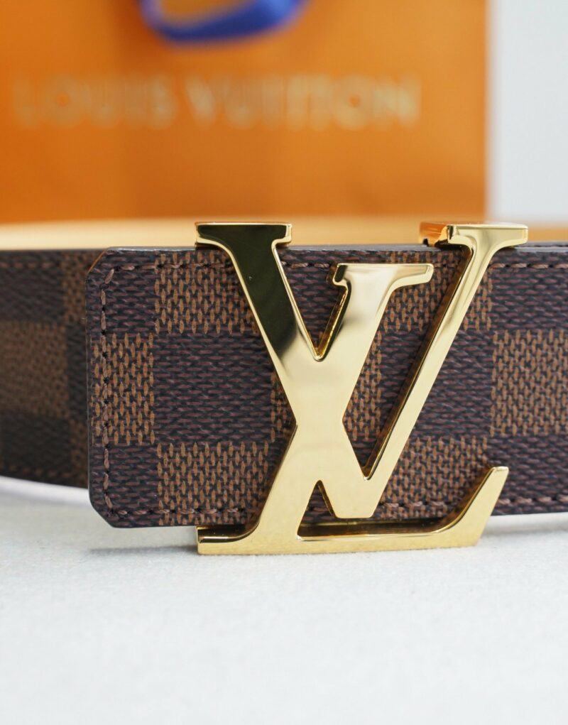 Louis Vuitton Damier Gold Tone Buckle Belt Brown For Women