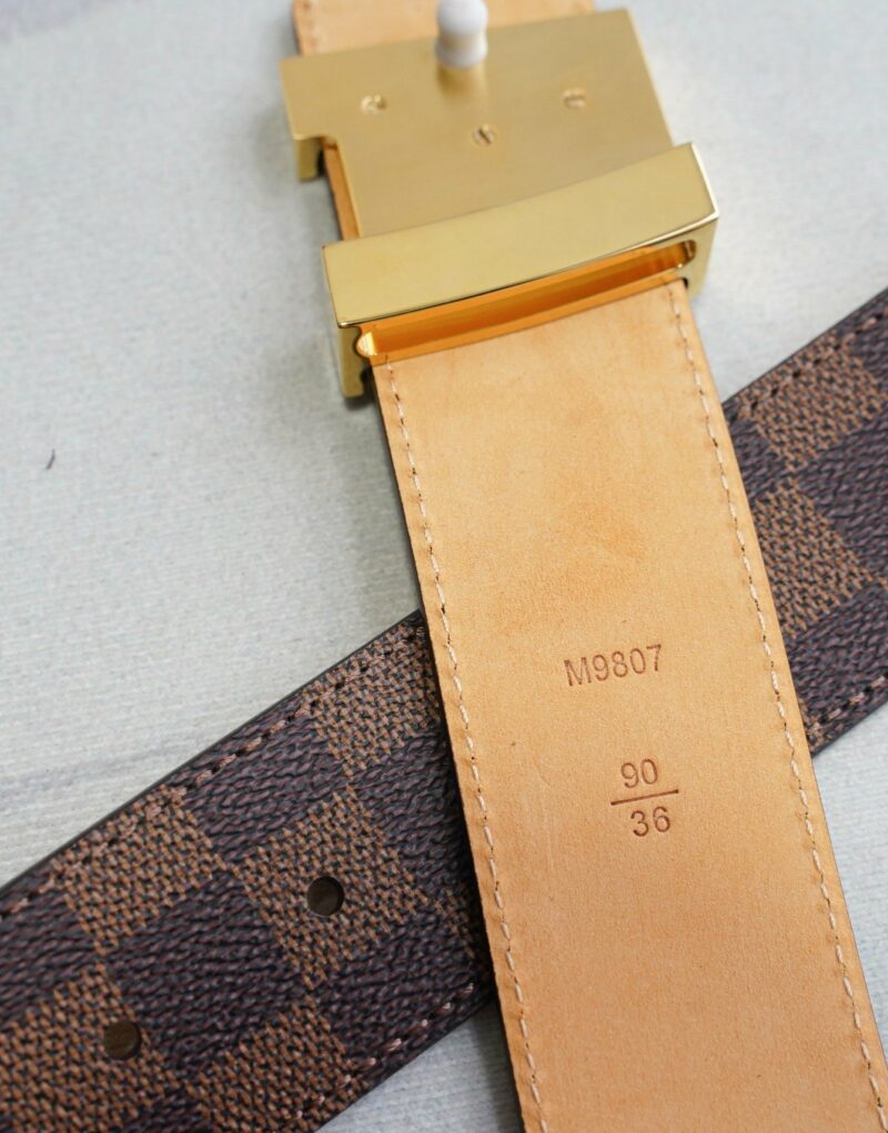 Louis Vuitton Damier Gold Tone Buckle Belt Brown For Women