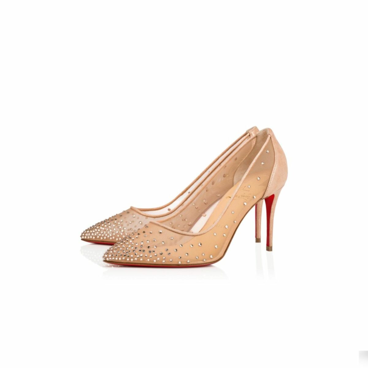 Christian Louboutin Follies Strass Beige For Women 1190715F065