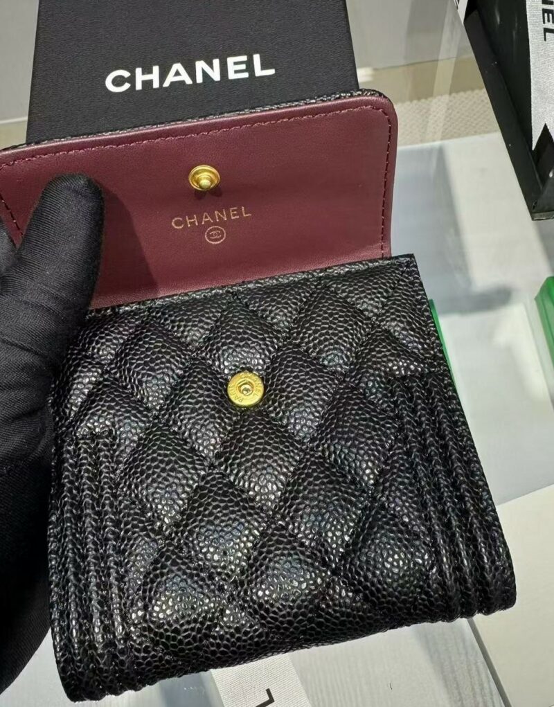 Chanel CO-CO Flap Card Holder Wallet 11.5cm/7.4in Gold Hardware For Women Black