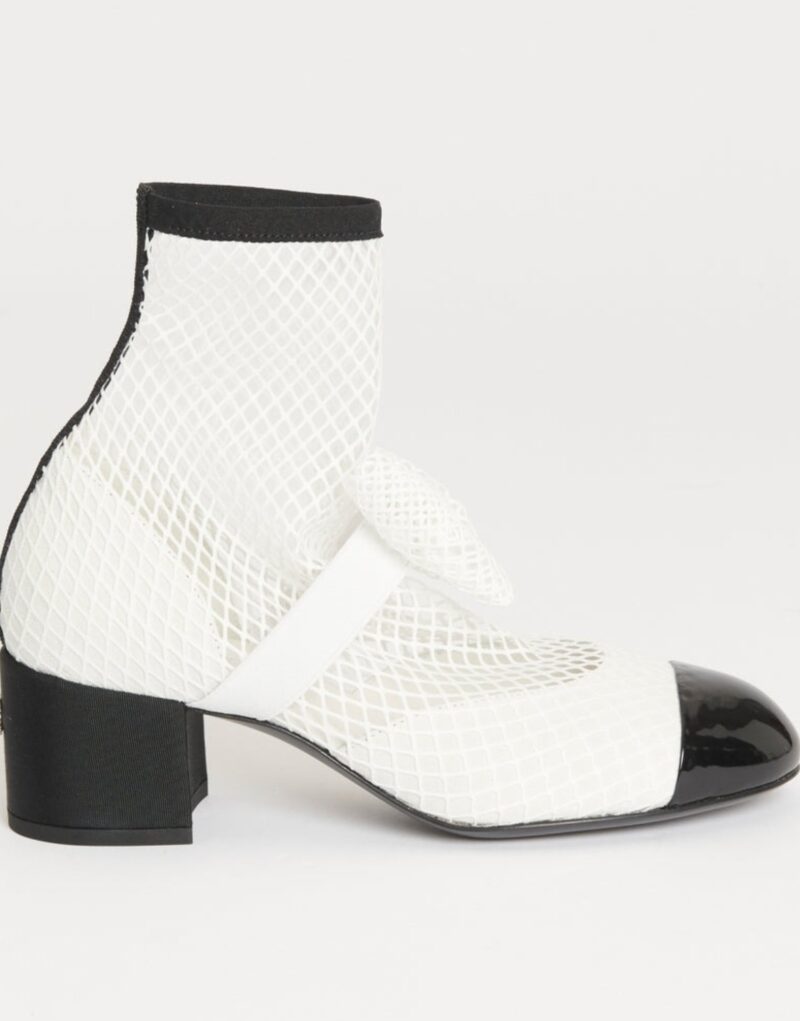 Chanel Mesh Bow Ankle Boots White For Women G40097 Y56613 K5928