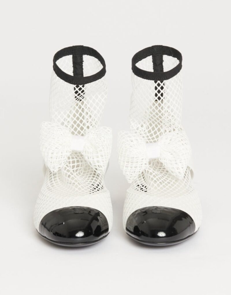 Chanel Mesh Bow Ankle Boots White For Women G40097 Y56613 K5928