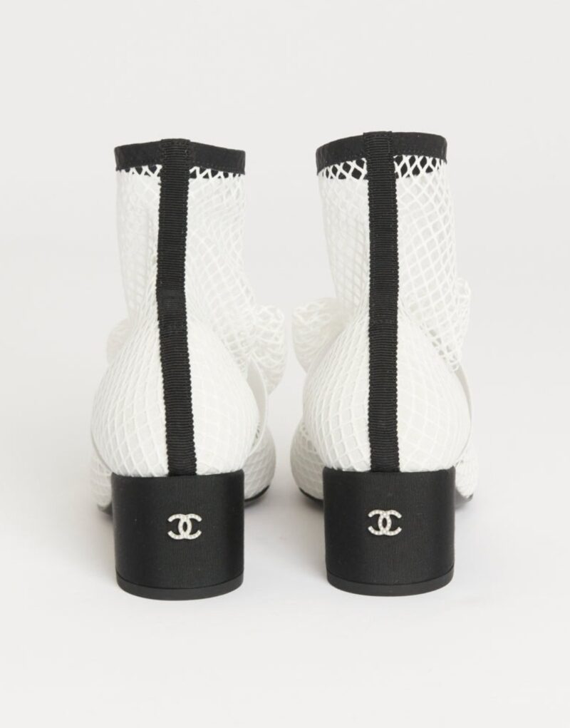 Chanel Mesh Bow Ankle Boots White For Women G40097 Y56613 K5928