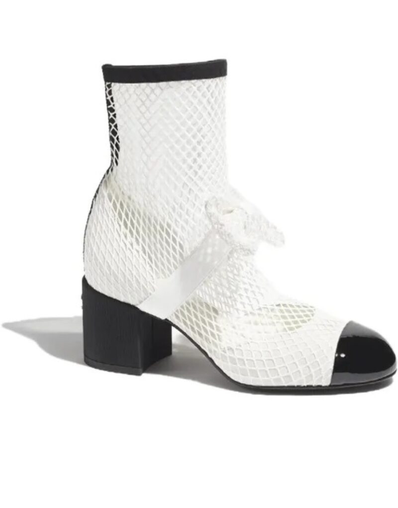 Chanel Mesh Bow Ankle Boots White For Women G40097 Y56613 K5928