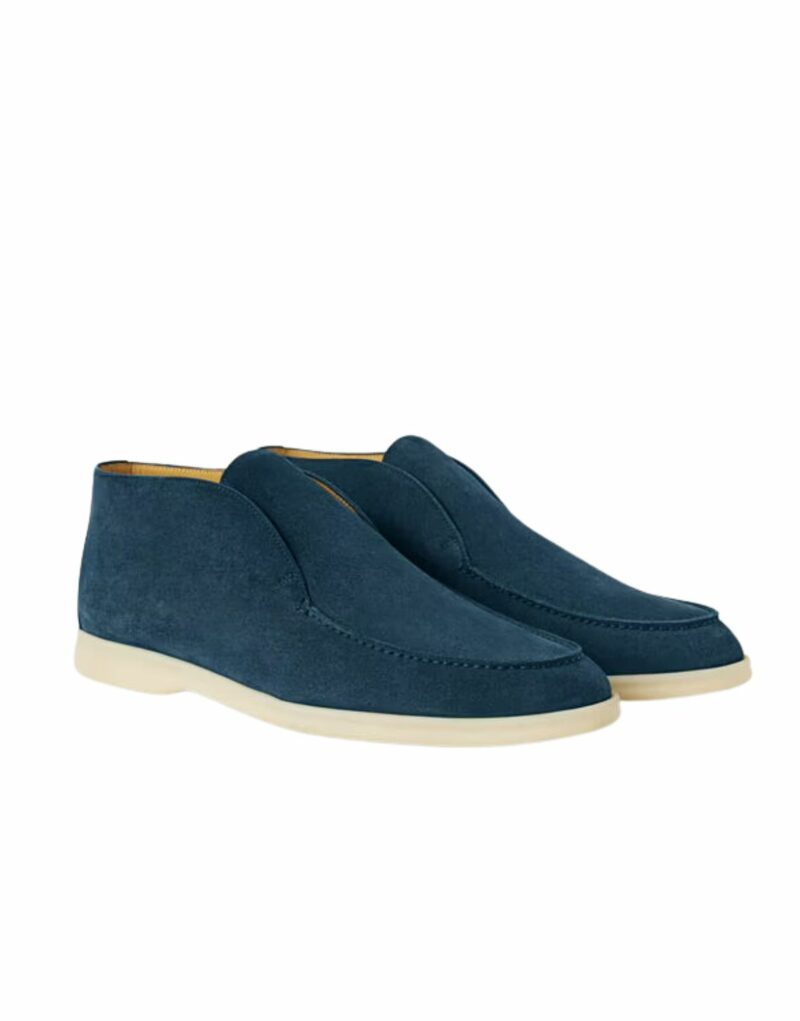 Loro Piana Open Walk Chukka Boots Dark Blue For Men FAB4368