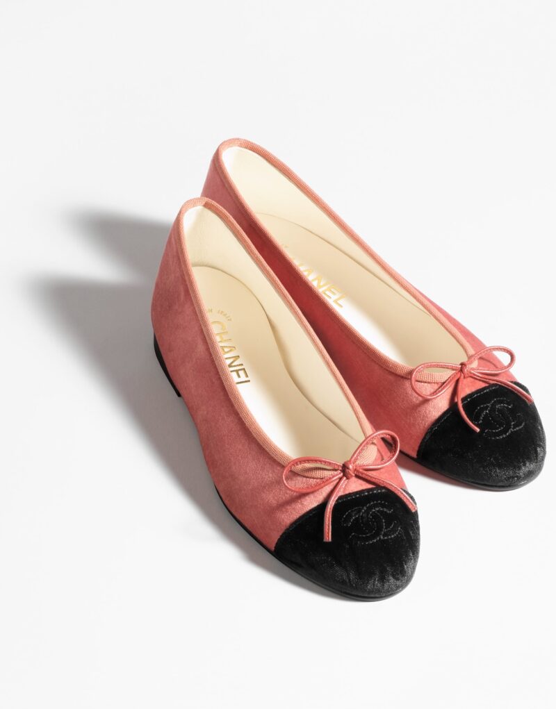Chanel Ballet Flats Dark Pink And Black For Women G02819 B17355 NZA13