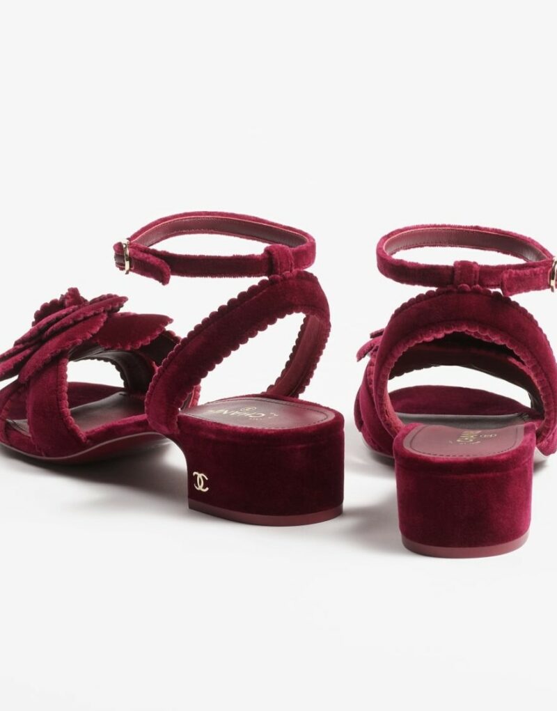 Chanel Sandals Velvet Burgundy For Women G45928 B17944 NZP34