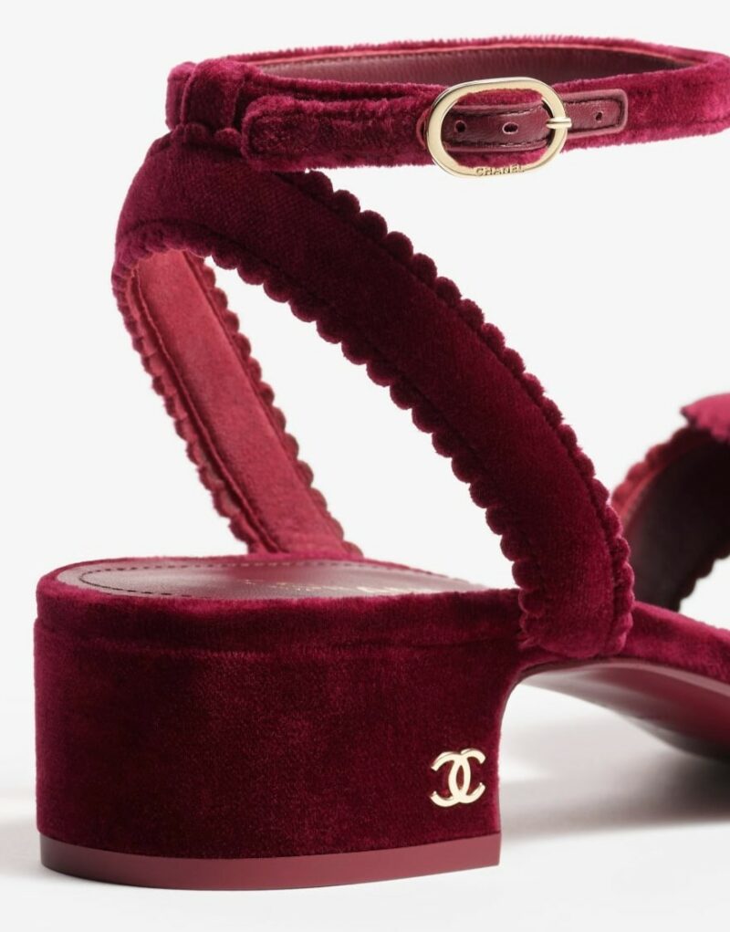 Chanel Sandals Velvet Burgundy For Women G45928 B17944 NZP34