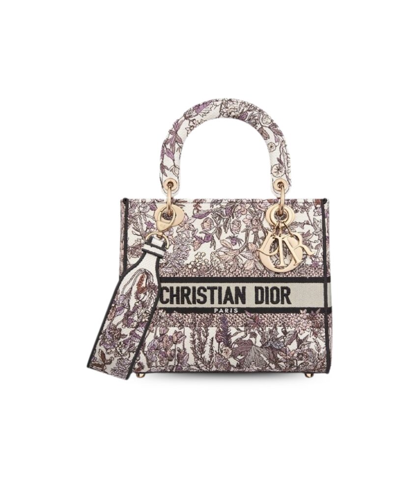 Christian Dior Medium Lady D-Lite Bag White For Women 9.5in/24cm M0565OEBU_M20E