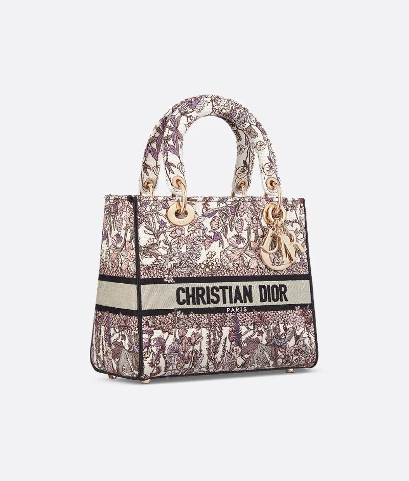 Christian Dior Medium Lady D-Lite Bag White For Women 9.5in/24cm M0565OEBU_M20E