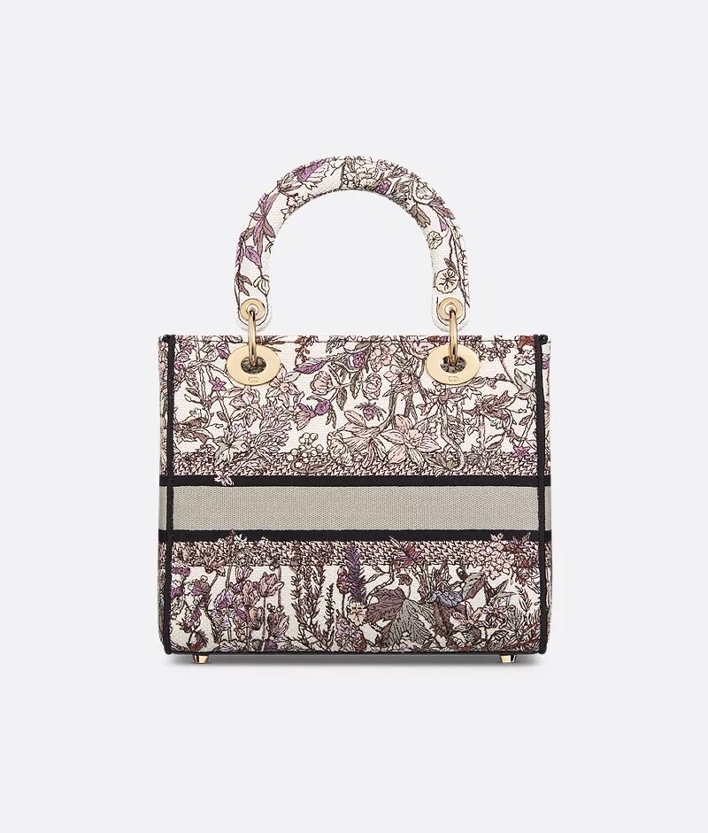 Christian Dior Medium Lady D-Lite Bag White For Women 9.5in/24cm M0565OEBU_M20E