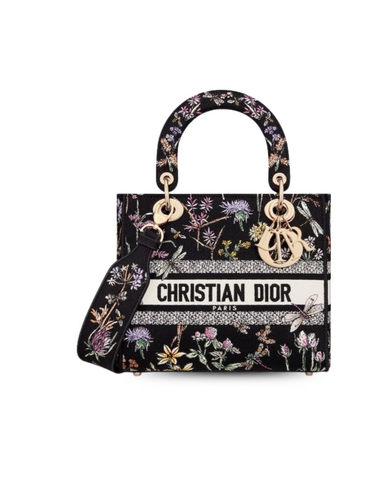 Christian Dior Medium Lady D-Lite Bag Black For Women 9.5in/24cm M0565OEGM_M911