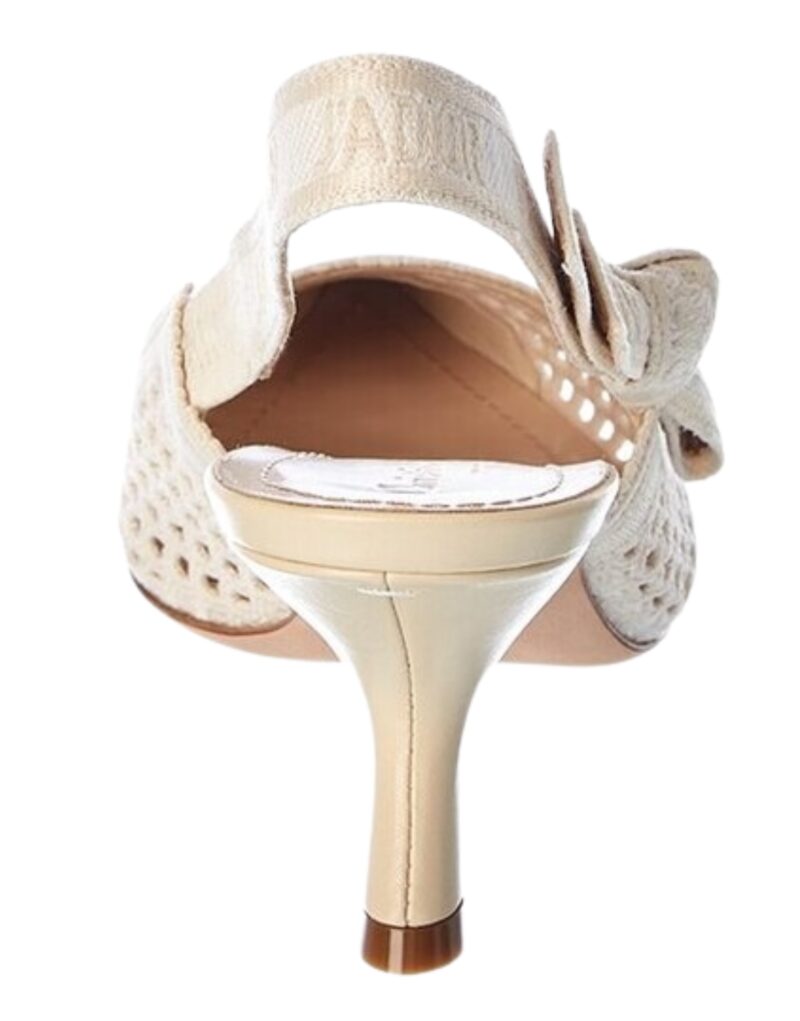 Christian Dior J'adior Leather-Trim Slingback Pump Ivory For Women