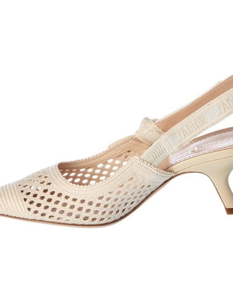 Christian Dior J'adior Leather-Trim Slingback Pump Ivory For Women